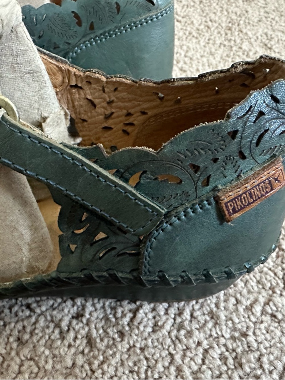 PIKOLINOS Puerto Vallarta Teal Green Maryjane Leather Shoes - Picture 6 of 11